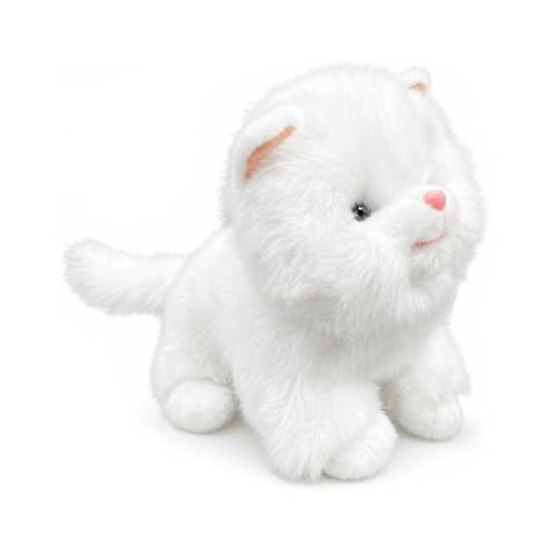 YH YUHUNG Interactive Plush Cat Toy for Kids, Realistic Electronic Kitten with Clap Hands Touch Activated, Meows Blinks Wags Tail Lays Down, Soft Huggable Robot Pet Companion Gift for Elderly Adults