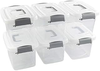 Lesbye Set of 6 Plastic Storage Box, Small Storage Box Bin with Lid, 5 L, Clear, F