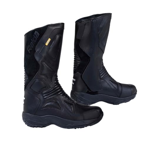 Image of Raida Explorer Motorcycle Boots | Ankle, Shin, & Heel Protection | Memory Foam Insole | Leather (Black, 9)