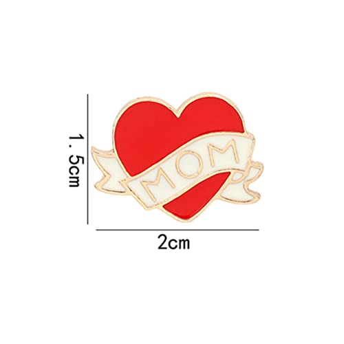 Luozzy 12 Pcs Gift For Mom, Heart Pins Red Enamel Heart Brooch With Mom Word Love Pin Clothing Brooch Birthday Mothers Day Gift For Mom #TOP6