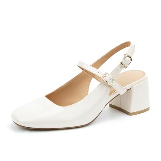 AprCoco Womens Mary Jane Chunky Low Heels Pumps Square Toe Buckle Strap Wedding Party Dress Shoes,Size 07，Beige