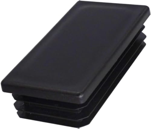 Image of (Pack of 10) Rectangular Plastic Plugs 1-9 /16 inch x 3-5 /32 inch (40 x 80 mm), Matt Tube Inserts, Fence Post Caps, Jet Black RAL 9005