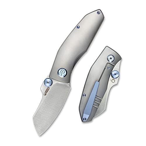 Kubey Monsterdog Kb285C Folding Pocket Knife, 2.95" Sheepsfoot Blade, Titanium Handle With Dual Thumb Studs And Frame Lock, Outdoor Survival Everyday Carry For Men #TOP28