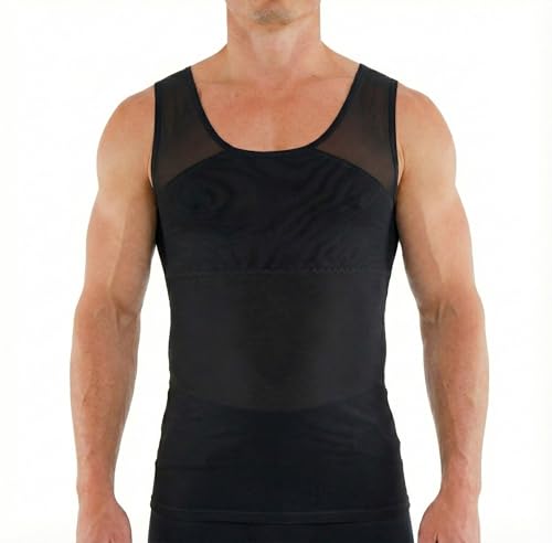 Esteem Apparel Original Herren Brust Compression Shirt zum Verstecken von Gynäkomastie Moobs (Schwarz, Groß)