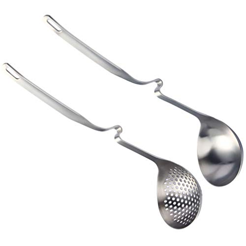 Cabilock Concha de Sopa de Aço Inoxidável com Cabo Longo para Cozinhar Colher Escumador Colher Escum