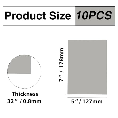 Image of 10Pcs Silver Anodized Aluminum Sheet 5 inch x 7 inch x 1 /32 inch (0.8mm) Corrosion-Resistant Metal Plates for Laser Engraving, DIY Crafting, Sign Making, Home Decor
