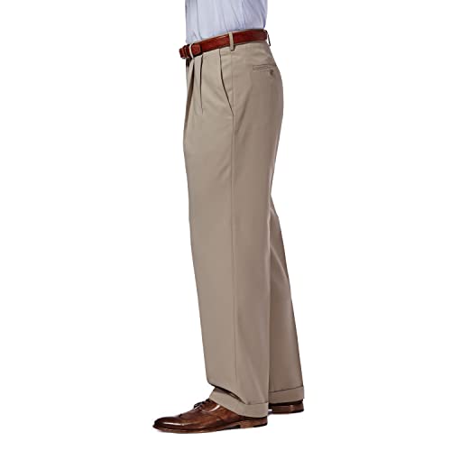 Haggar mens Mynx Gabardine Hidden Expandable Waistband Classic Fit Front Pleated Dress Pant - Image 4