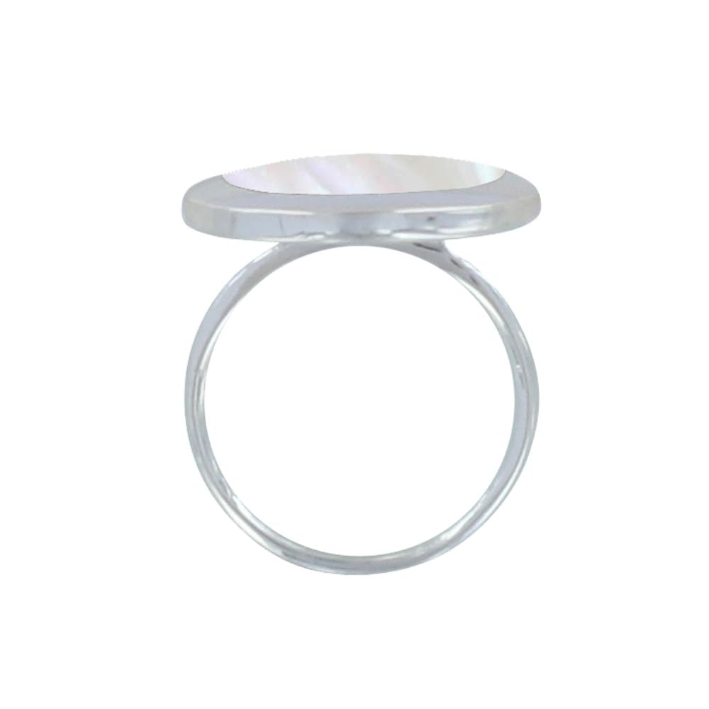 LES POULETTES BIJOUX - Anello Argento 925 Ovale Specchio di Madreperla
