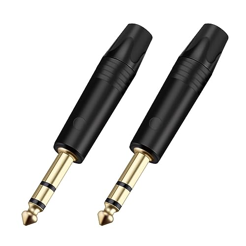 Conector de micrófono de latón jack 6,35 mm estéreo de 3 polos con chasis robusto para soldar 2