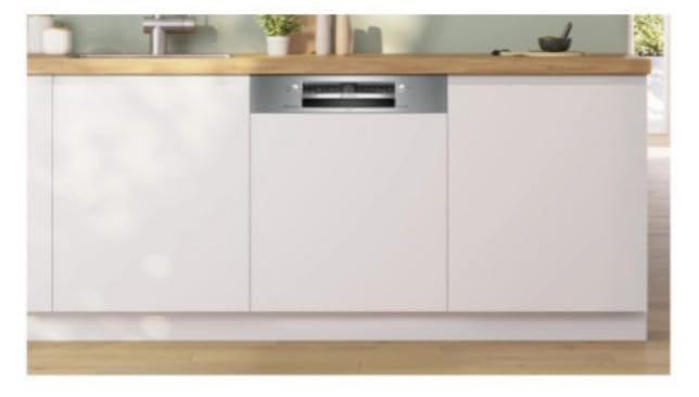 Image of Bosch Series 4 Semi-Integrated Built-in Dishwasher, White Silver, Stainless Steel, 14 Place Settings, Quick Wash, SMI4IKS00I