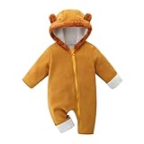 Baby Girls Boys Warm Polar Fleece Onesie Cute Little Bear Hoodie Thermal Outerwear Infant Snowsuit 3-6 Months