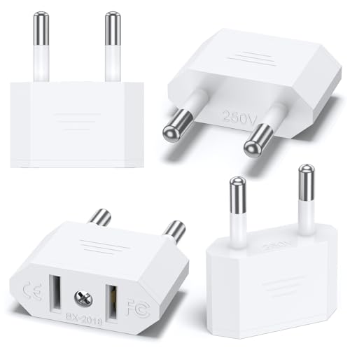 Wanme 4 Pièces Adaptateur Prise USA vers France, Adaptateur Voyage US vers Europe (Type C/E/F) 2 Broches – pour États-Unis, Canada, Japon vers Prise...