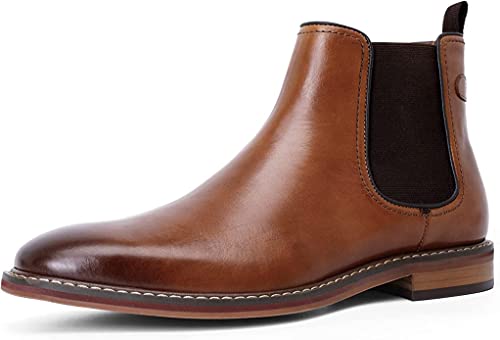 DESAI Bottines Chelsea Homme Élastiques Détente Confort Chaussures Cuir Classique Bottes pour Réunion Travail, Marron, 43 EU
