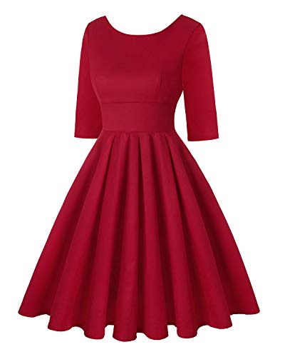 Image of MINTLIMIT Women's 1950s Retro Vintage Cocktail Party 3 /4 Sleeve Swing Dress