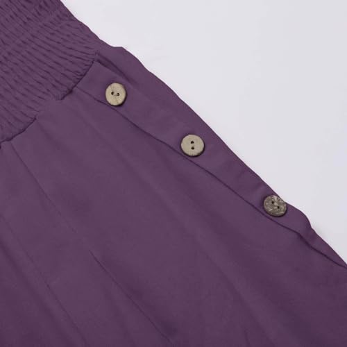 SHAOBGE Linen Pants Women Comfy Flowy Wide Leg Pants Trousers Summer High Waisted Beach Palazzo Pants with Pockets 20244