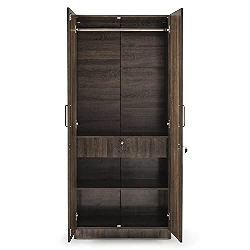 Image of Wakefit Wardrobe | 1 Year Warranty | Engineered Wood Almirah, Cupboard for Clothes Storage | 2 Door, Drawer, 1 Hanging Space | Gingham - Napa Oak