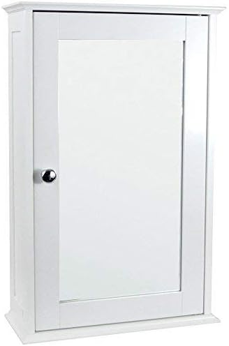 Home Discount Casa de Descuento® baño gabinete Sola Puerta con Espejo montado en la Pared, Color Blanco