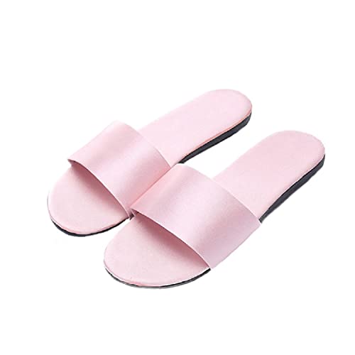 HANDKEI Zapatillas de casa para mujer Verano Satén Interior Transpirable Sandalias Planas Zapatillas (37 EU, Rosa, numeric_37)