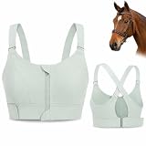 Equestrian Riding Support Bra for Women – Helps Reduce Bounce in the Saddle – Front Zip Horseback Riding Bra (US, Alpha, X-Large, Regular, Regular) Light Green