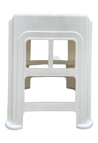 Image of SKYGLAMOUR Supreme Plastic Multi-Purpose Step Stool for Home | Office&Kitchen Use with Weight Bearing Capacity of 150 Kg |2 Step Stool for Home| Color: Milky White; Qnt: 2 Pcs.