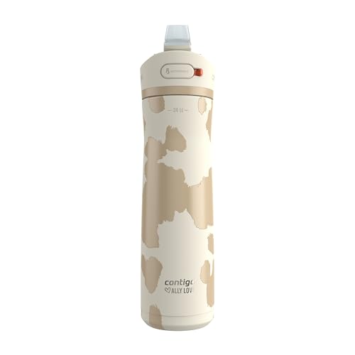 Contigo x Ally Love Stainless Steel Vacuum-Insulated Water Bottle w/Autospout Easy-Clean Lid, Leak-Proof Drinking, Keeps Drinks Cold for 24 Hours, BPA-Free, 24oz/709mL, Ashland Chill 2.0, Oatmilk