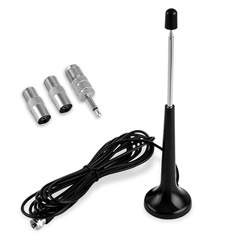 Radio Rod DAB+ Antenne, FM Radio Antenne Stabantenne, für den Empfang von DAB+ und FM/UKW, mit Magnetfuß und 3 m Verlängerungskabel, für Stereo Radioempfang