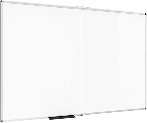 Miniatura 1 de VIZ-PRO Pizarra blanca de borrado en secopizarra blanca plegable magnética, 48 x 36 pulgadas, marco de aluminio plateado