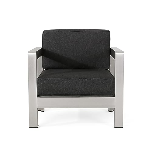 Christopher Knight Home 306462 Booth Outdoor Aluminum Club Chairs, Silver (Set Of 2), Sliver/Gray #TOP3