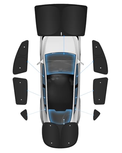 Parasole a 8 pezzi per Tesla Model Y (2020-2024), copertura privacy parabrezza anteriore e posteriore, visiera parasole, accessori Model Y a isolamento termico