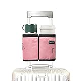 riemot Luggage Travel Cup Holder Free Hand Drink Caddy - Hold Two Coffee Mugs - Fits Roll on Most Suitcase Handles - Gifts for Flight Attendants &Frequent Travelers Accessories Pink