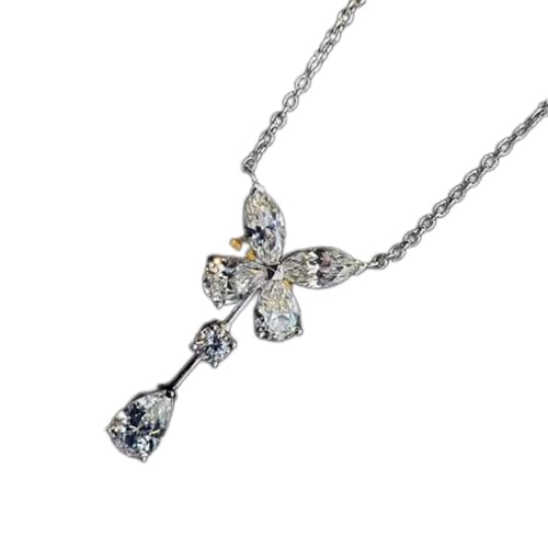Collier papillon en argent 925 et moissanite pour femme