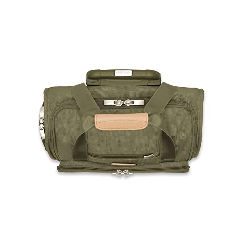 Briggs & Riley 2-Wheel Cabin Bag - Carry On Luggage for Travel, Suitcases with Wheels, Softside Rolling Bag for Men & Women, Interlocking Handle, Self-Repairing Zipper - Baseline Collection, Olive