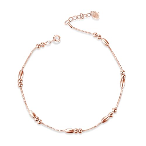 Image of WINNICACA 925 Sterling Silver Anklets for Women Adjustable Beaded Butterfly Opal Anklet Bracelet Foot Chains Jewelry Gifts for Women Beach Birthday Christmas Gift
