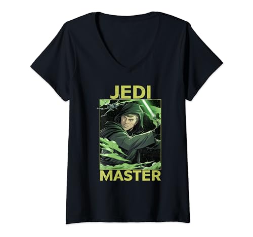 T-shirt Star Wars femme Mandalorian Luke col V pour look geek chic