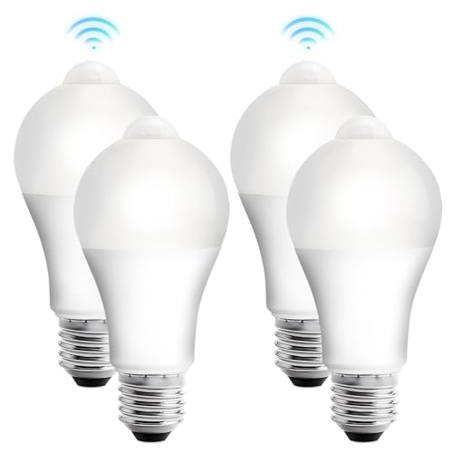 GBKDQQ 4 pièces E27 Ampoule LED avec détecteur de mouvement, Ampoule LED avec détecteur de...