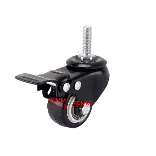 Roulette pivotante de 1,5 pouces avec vis M8 x 25 mm et frein intégré