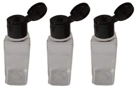 50 ML PET SQUARE CLEAR BLACK FLIP TOP 19 MM CAP Plastic Bottles Size Cosmetic Travelling Containers Small Leak Proof Squeeze Bottles| Pack of 3-image-4