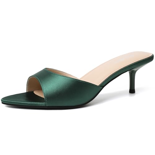 Image of Mostrin Kitten Heels for Women Pointed Toe Vintage Mules Heels Sexy Slip on Stiletto Backless Sandals for Party Wedding Daily