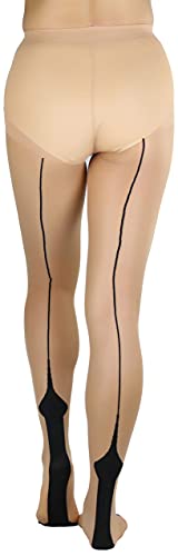 ToBeInStyle Women's Classic Cuban Heel Contrast Backseam Sheers Pantyhose