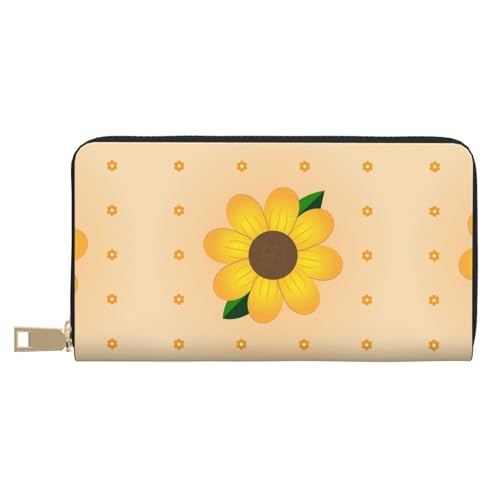Monedero de mano de girasol dorado largo que soluciona la falta de espacio