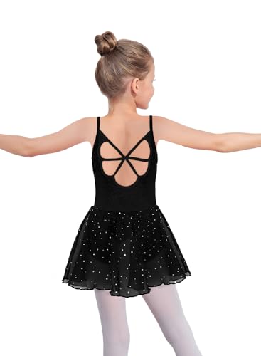 Image of EQSJIU Ballet Leotards for Girls with Removable Skirt Combo Tie Ruffle Sleeve Outfit