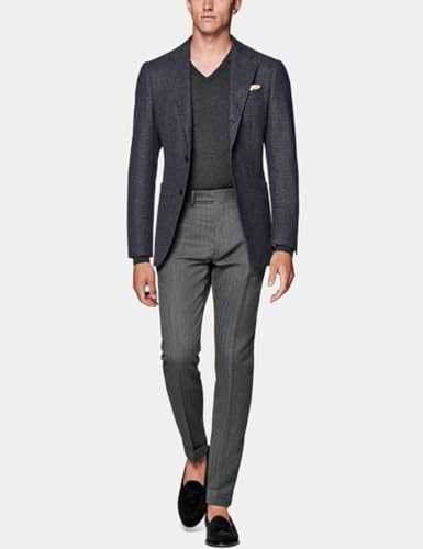 Mens Houndstooth Suit 2 Piece Blazer Pants Set Slim Fit Grid Spring Autumn Wedding Business 6