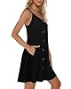 JOELLYUS Summer Dresses for Women Spaghetti Strap Button Down Casual Sundress Beach Cover Up Dress with Pockets, BKBT, XL #3