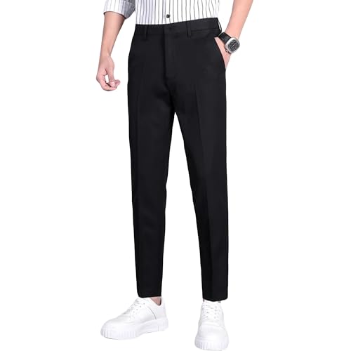 Pantalons coupés Slim Fit Hommes Stretch Robe Cheville Conique Sans Rides