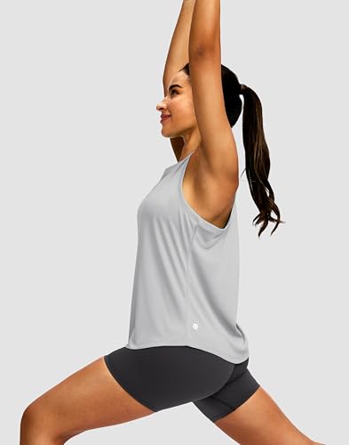 Image of Women's Workout Tops Racerback Athletic Tank Tops Sleeveless Loose Fit Yoga Running Gym Shirts for Women