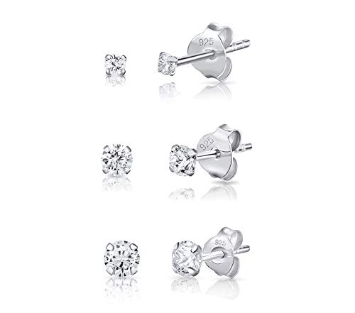 Pendientes Circonita Plata - Pendientes Mujer Plata Pack - Pendientes Hombre Diamante - Pendientes Brillantes Mujer - Pack Pendientes Mujer - Pendientes Diamante Hombre Mujer