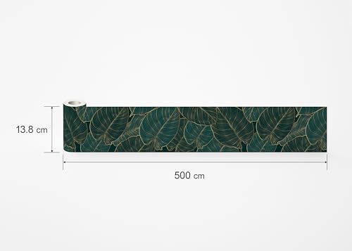AG Design Selbstklebende Bordüre Blätter, AWB 8400 | Wasserfest Dekoration für Wände, Möbel, Tapeten, Wandverkleidungen und Türen, Folie, Mehrfarbig | Breite 500 cm x Höhe 13.8 cm