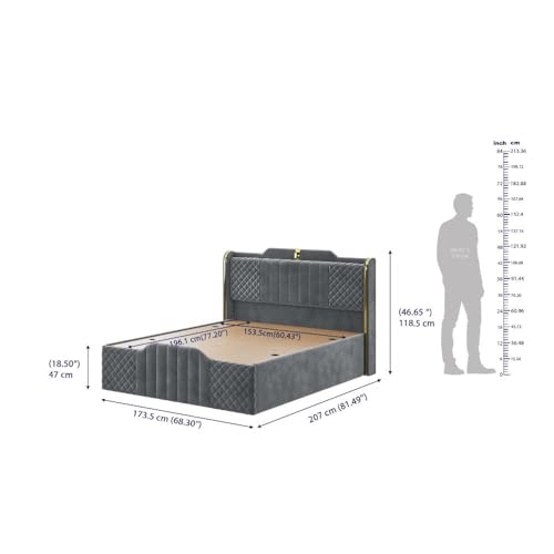 Image of Wakefit Velura Queen Size Storage Upholstered Bed