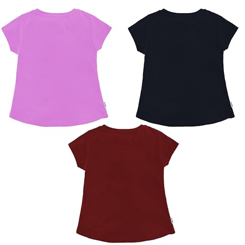 Image of NammaBaby Baby Girl Pure Cotton Hoseiry Regular Fit T-Shirt Top Tshirt - Pack of 3