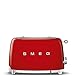 Smeg TSF01RDUK - Tostador (2 rebanada(s), Rojo, Acero, Botones, Giratorio, 950 W, 220-240 V)